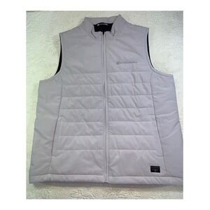 TravisMathew Mens Quilted Puffer Vest Grey Full Zip Golf Layering Insulated L